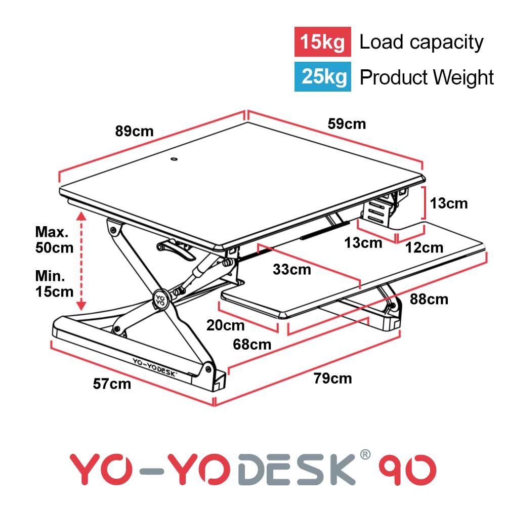 Yo-Yo DESK 90 Side View Measurement