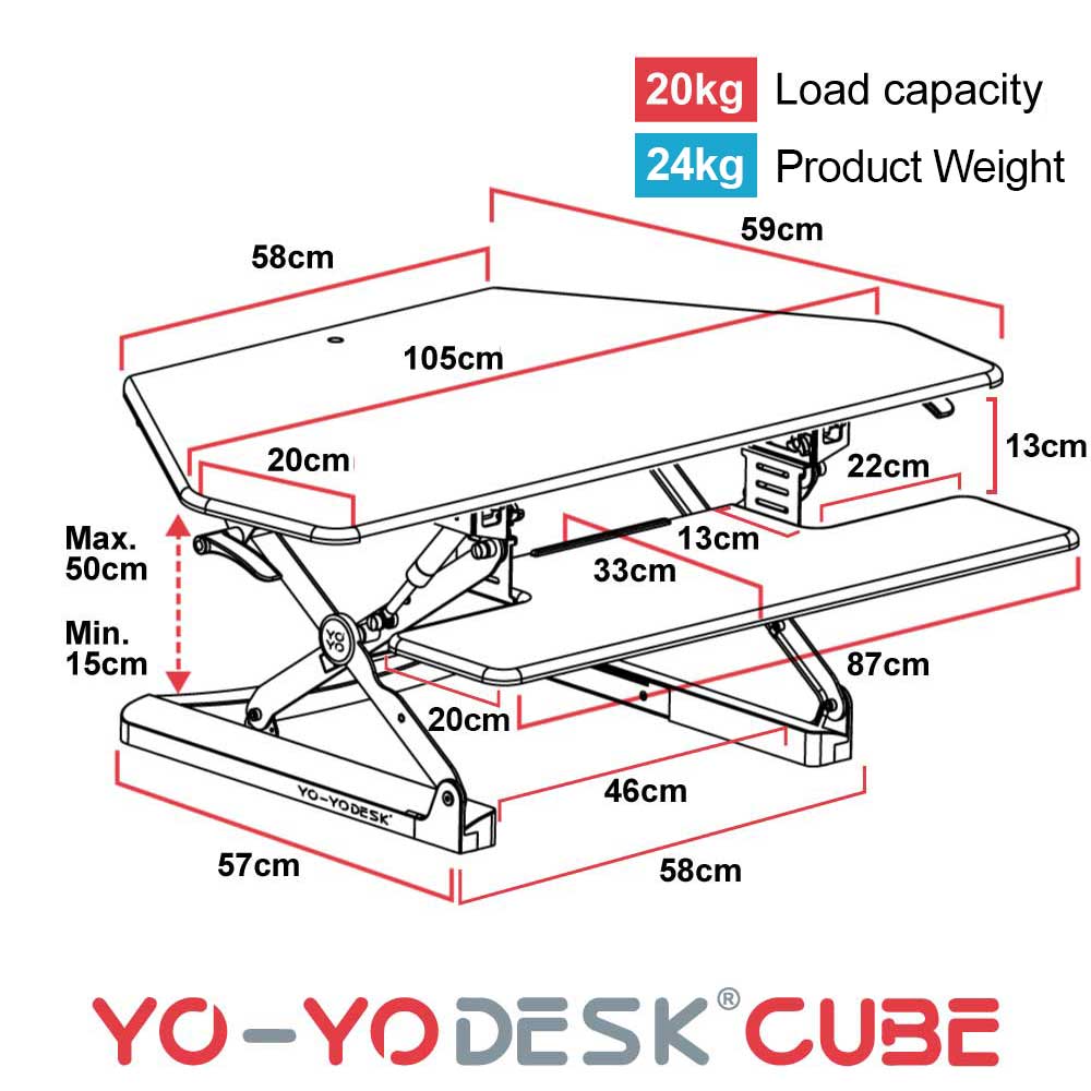 Yo-Yo DESK CUBE Side View Measurement
